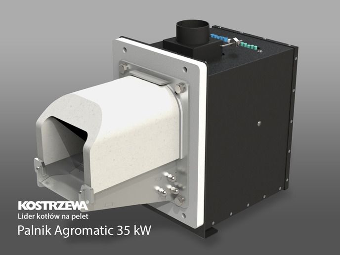 KOSTRZEWA Agromatic 35 kW pelletsbrännare med mobilt galler