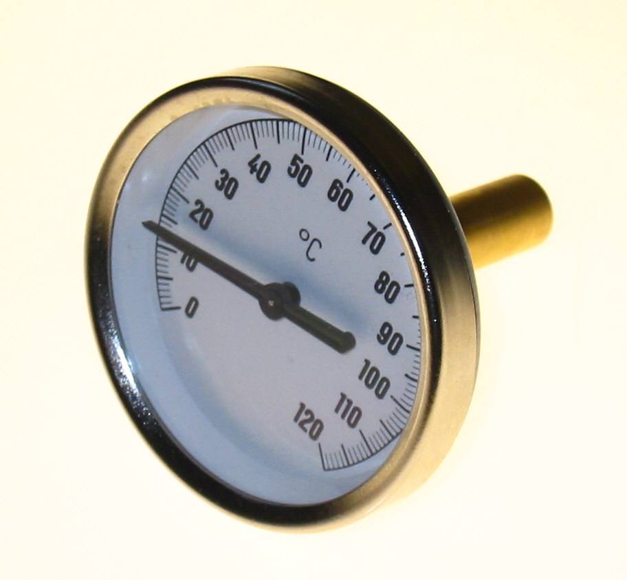 Bimetall-Thermometer 0-120 °C, Ø 63 / L = 50 mm, 1/2