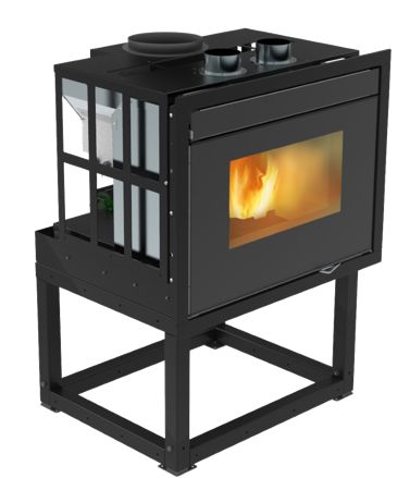 Focus air heating pellet fireplace