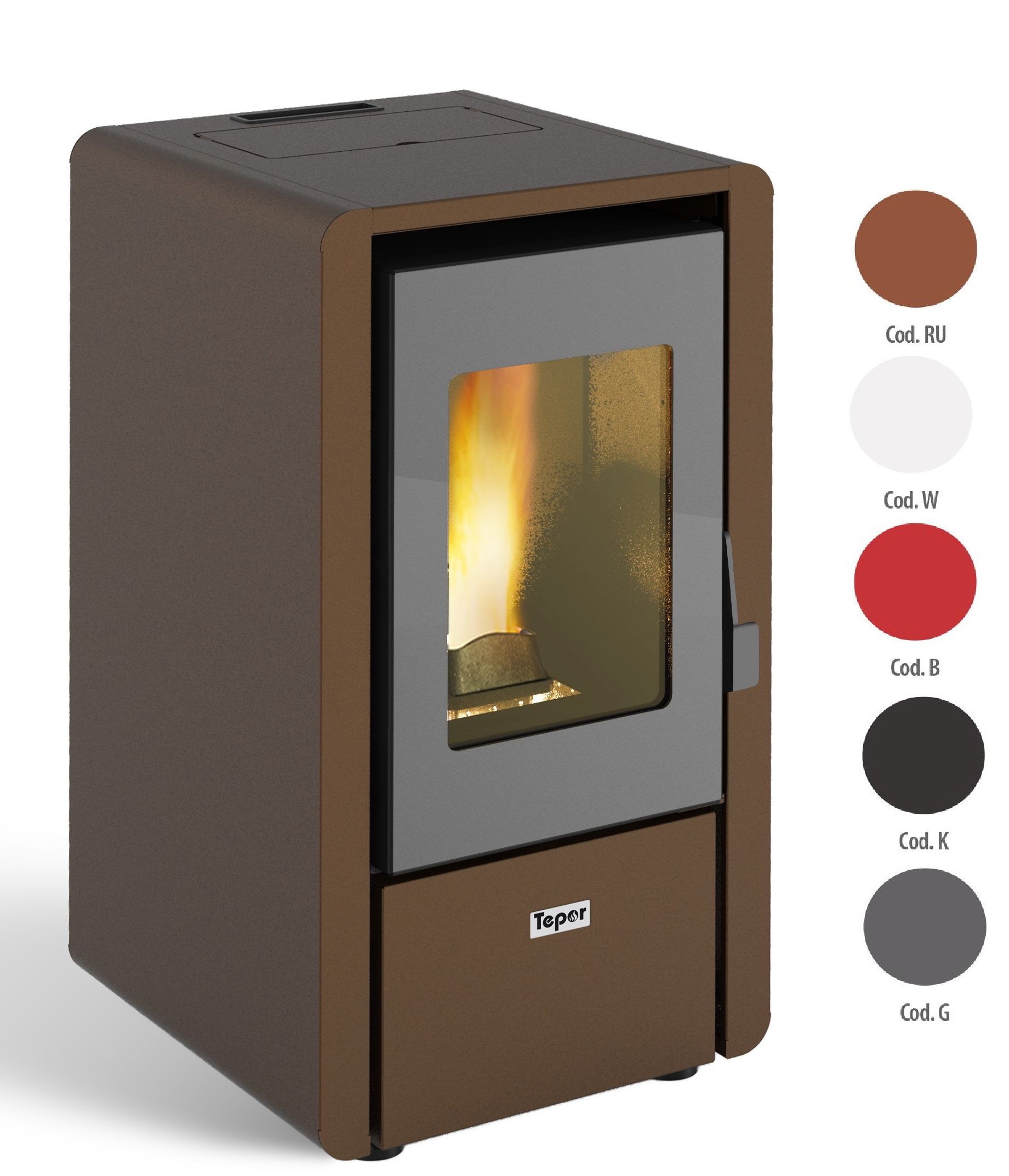 Petite air-heated pellet fireplace
