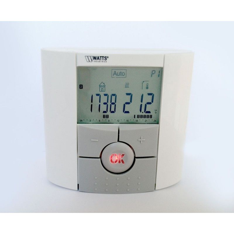 Room thermostat with Watts BT-DP LCD program clock
